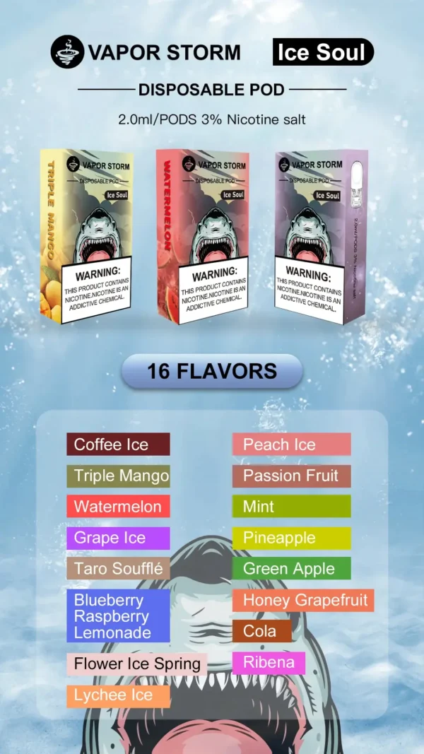 VAPOR STORM 風暴 五代通用煙彈｜2ml 激爽配方不嗆喉＋陶瓷網芯防漏升級，3% 尼古丁極致濃郁
