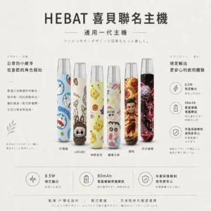 ChatGPT-Image-2026年8月22日-下午07_47_06.webp Hebat 喜貝 Labubu 聯名 一代通用主機|8.5W 穩定輸出+金屬細膩觸感,完美適配一代通用煙彈
