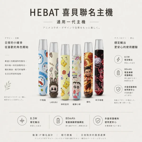 ChatGPT-Image-2026年8月22日-下午07_47_06.webp Hebat 喜貝 Labubu 聯名 一代通用主機|8.5W 穩定輸出+金屬細膩觸感,完美適配一代通用煙彈