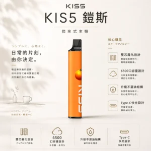 ChatGPT-Image-2026年8月23日-下午03_43_49.webp KIS5 鎧斯 6500口 拋棄式電子煙|雙芯磁吸自由配+升級不漏油結構,支援 Type-C 快充