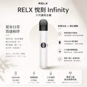 ChatGPT-Image-2026年8月23日-下午08_12_50.webp RELX 悅刻 Infinity 六代主機|6.5W-10W 三檔功率調節+智慧感應,適配五/六代通用煙彈