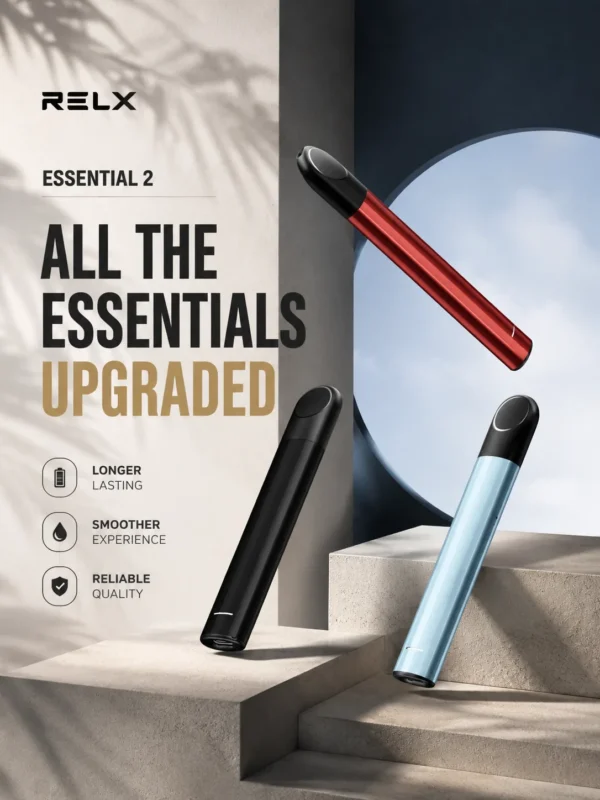 ChatGPT-Image-2026年9月6日-上午01_32_13.webp RELX 悅刻 Essential2 主機|10W 輸出功率+380mAh 大容量電芯,支援 Type-C 快充技術,廣泛通用四代/五代煙彈