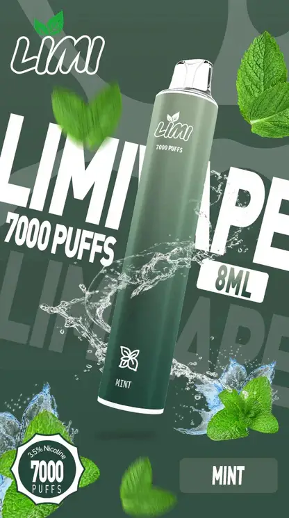 LIMI拋棄式一次性7000口-1.webp LIMI 7000口 拋棄式電子煙|冰感水果系列+吸氣發光 LED 燈條,3.5% 尼古丁鹽強勁擊喉,650mAh 可充電
