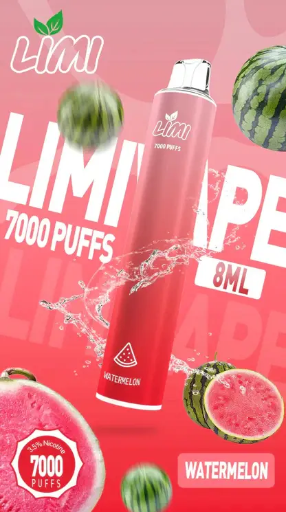 LIMI拋棄式一次性7000口-2.webp LIMI 7000口 拋棄式電子煙|冰感水果系列+吸氣發光 LED 燈條,3.5% 尼古丁鹽強勁擊喉,650mAh 可充電