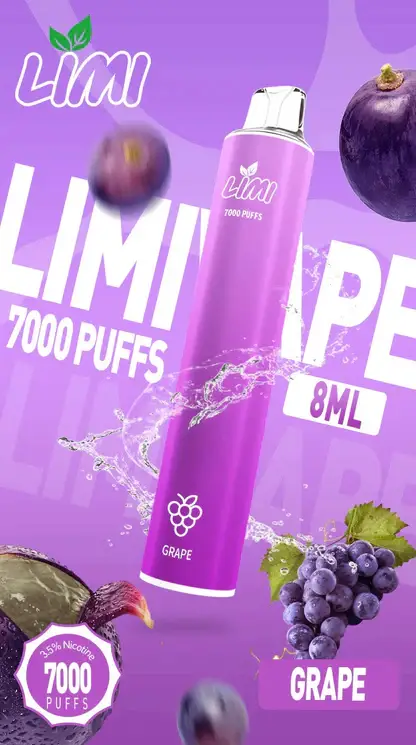 LIMI拋棄式一次性7000口-3.webp LIMI 7000口 拋棄式電子煙|冰感水果系列+吸氣發光 LED 燈條,3.5% 尼古丁鹽強勁擊喉,650mAh 可充電