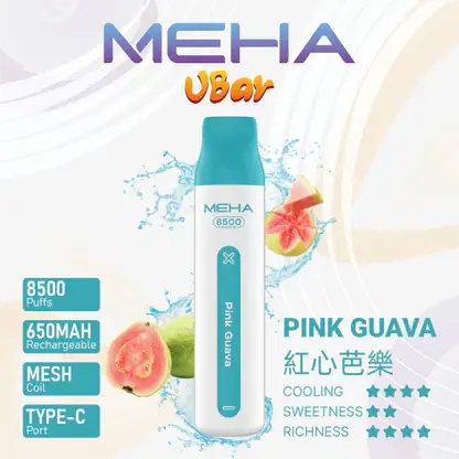 MEHA-8500口-VBar小白條-11.webp MEHA VBar 魅嗨 小白條 8500口 拋棄式電子煙|冰爽水果系列清涼入喉+3% 尼古丁鹽黃金配方,650mAh 大電量可充電設計