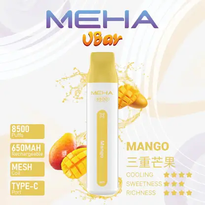 MEHA-8500口-VBar小白條-5.webp MEHA VBar 魅嗨 小白條 8500口 拋棄式電子煙|冰爽水果系列清涼入喉+3% 尼古丁鹽黃金配方,650mAh 大電量可充電設計