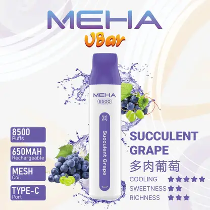 MEHA-8500口-VBar小白條-7.webp MEHA VBar 魅嗨 小白條 8500口 拋棄式電子煙|冰爽水果系列清涼入喉+3% 尼古丁鹽黃金配方,650mAh 大電量可充電設計