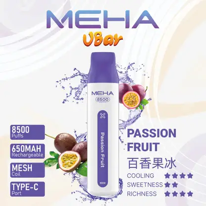 MEHA-8500口-VBar小白條-8.webp MEHA VBar 魅嗨 小白條 8500口 拋棄式電子煙|冰爽水果系列清涼入喉+3% 尼古丁鹽黃金配方,650mAh 大電量可充電設計