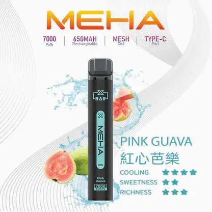 MEHA XBAR 魅嗨 小黑條 7000口 拋棄式電子煙｜Mesh 芯強勁爆發力＋極強冰感體驗，3% 尼古丁鹽黃金配方搭配 650mAh 可充電長效續航