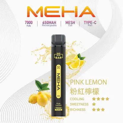 MEHA XBAR 魅嗨 小黑條 7000口 拋棄式電子煙｜Mesh 芯強勁爆發力＋極強冰感體驗，3% 尼古丁鹽黃金配方搭配 650mAh 可充電長效續航