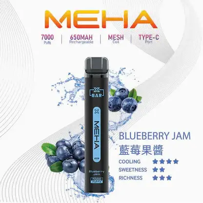 MEHA XBAR 魅嗨 小黑條 7000口 拋棄式電子煙｜Mesh 芯強勁爆發力＋極強冰感體驗，3% 尼古丁鹽黃金配方搭配 650mAh 可充電長效續航