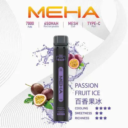 MEHA XBAR 魅嗨 小黑條 7000口 拋棄式電子煙｜Mesh 芯強勁爆發力＋極強冰感體驗，3% 尼古丁鹽黃金配方搭配 650mAh 可充電長效續航