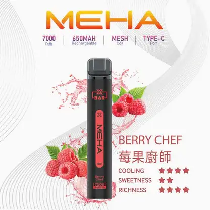 MEHA XBAR 魅嗨 小黑條 7000口 拋棄式電子煙｜Mesh 芯強勁爆發力＋極強冰感體驗，3% 尼古丁鹽黃金配方搭配 650mAh 可充電長效續航