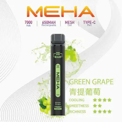 MEHA XBAR 魅嗨 小黑條 7000口 拋棄式電子煙｜Mesh 芯強勁爆發力＋極強冰感體驗，3% 尼古丁鹽黃金配方搭配 650mAh 可充電長效續航