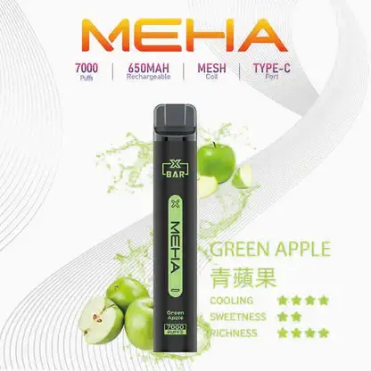 MEHA XBAR 魅嗨 小黑條 7000口 拋棄式電子煙｜Mesh 芯強勁爆發力＋極強冰感體驗，3% 尼古丁鹽黃金配方搭配 650mAh 可充電長效續航