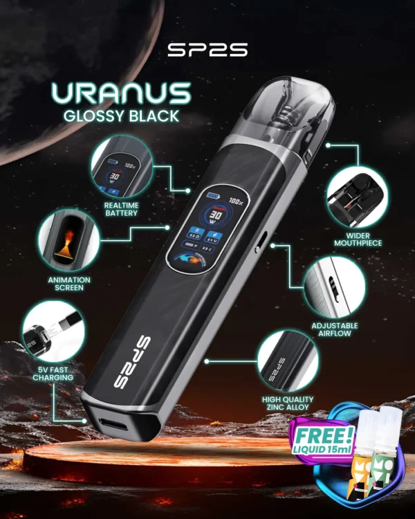 MP-Uranus-1080x1350px-New-Product-Glossy-Black.webp SP2S 天王星 Uranus 開放式注油小煙主機|最大 30W 多檔調節爆發輸出+1000mAh 大電量,0.96 吋液晶屏精準顯示,含 0.6Ω/0.8Ω 空彈通用小煙煙油