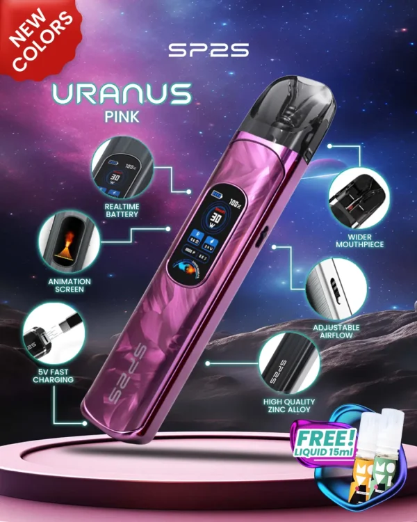MP-Uranus-1080x1350px-New-Product-Pink.webp SP2S 天王星 Uranus 開放式注油小煙主機|最大 30W 多檔調節爆發輸出+1000mAh 大電量,0.96 吋液晶屏精準顯示,含 0.6Ω/0.8Ω 空彈通用小煙煙油