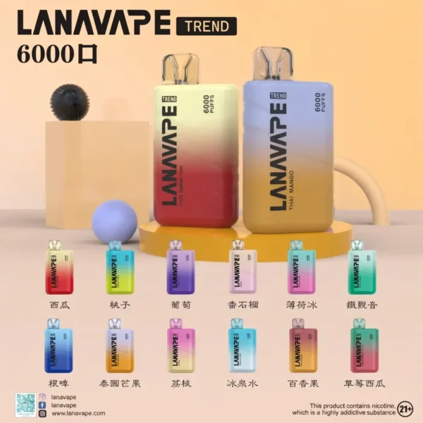 image.webp LANA 6000口 拋棄式電子煙|Mesh 網芯爆汁口感+8ml 大容量,Type-C 快充 550mAh 長效續航