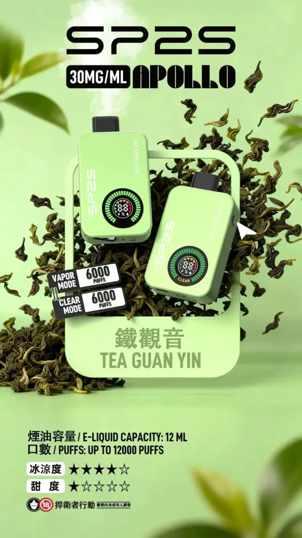 sp2snew9.webp SP2S 12000口 拋棄式電子煙|9W/13.6W 雙檔調壓+12ml 大容量油艙,30mg 尼古丁鹽,650mAh 大電量支援 Type-C 快充